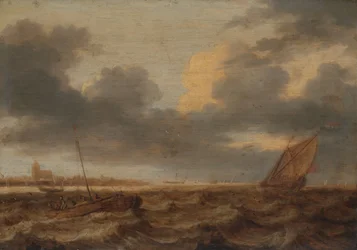 Bateaux de pêche en eaux agitées