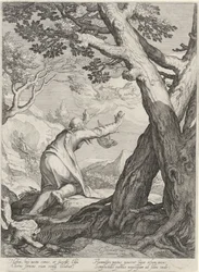 Élie quitte le monde dans un char de feu et laisse son manteau à Élisée (quatre scènes de la vie des prophètes Achia et Élie)