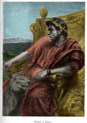 Néron à Baies (Nerone) illustration par JAN STYKA (1858-1925) pour le roman « Quo Vadis » par Henryk Sienkiewicz.