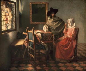 Homme et dame au vin