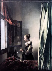 Jeune fille lisant une lettre à une fenêtre ouverte, c1657