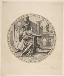 Le riche jouant du violon sur une mâchoire, vers 1568