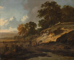 Paysage avec chasseurs