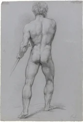 Homme nu debout, vu de dos
