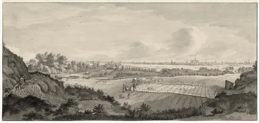 Vue des champs de blanchiment de Bloemendaal avec Haarlem au loin