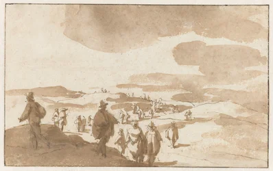 Deux esquisses de figures sur les dunes près de Scheveningen