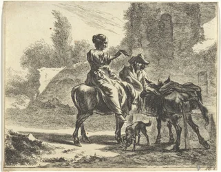 Bergers et ânes près d
