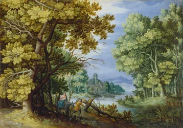 Paysage forestier avec la fuite en Égypte, vers 1620-50