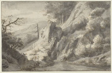 Paysage de montagne avec conifère mort