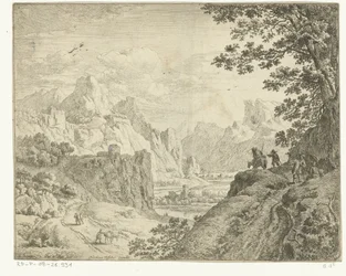Paysage fluvial avec voyageurs