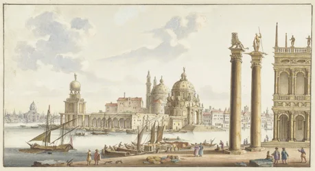 Vue de la Sta. Maria della Salute depuis la place S. Marc à Venise