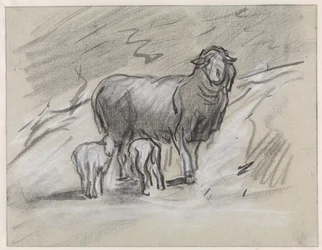 Mouton avec deux agneaux