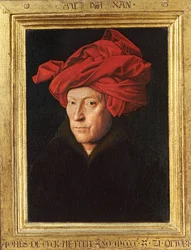 Un homme au turban rouge ... (peinture sur bois)