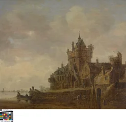 Paysage fluvial avec château