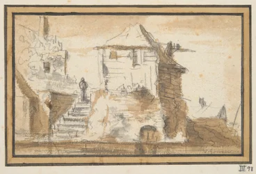 Deux bâtiments avec un escalier