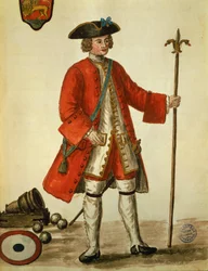 Un artilleur de la marine vénitienne en uniforme, extrait de Les costumes des Vénitiens par Giovanni di Grevembroch