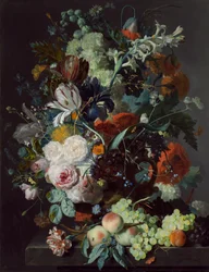 Nature morte avec fleurs et fruits