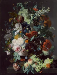 Nature morte aux fleurs et aux fruits, vers 1715