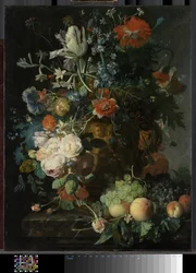 Nature morte aux fleurs et aux fruits, vers 1721 (huile sur panneau)