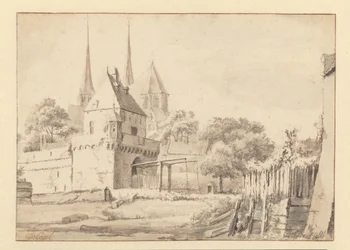 Vue de la Bergpoort et de la Bergkerk à Deventer