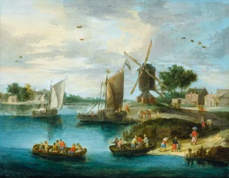 Paysage avec un moulin