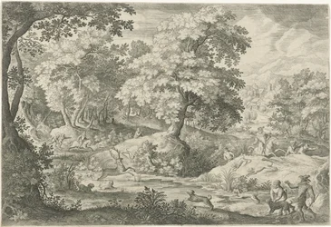 Chasse au cerf dans un marais
