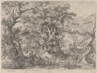 Saint Jean-Baptiste priant dans un paysage marécageux