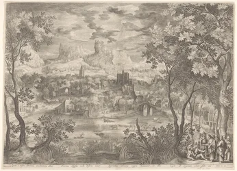 Paysage avec le Christ chassant un démon chez un homme muet