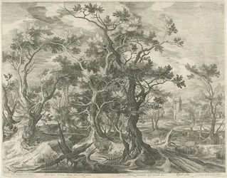 Paysage avec un prophète de Juda déchiré par un lion