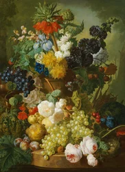 Nature morte de fleurs et de fruits