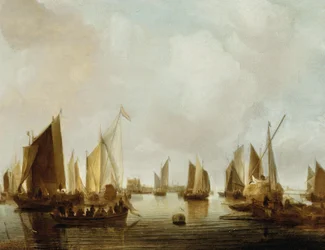 Néerlandais : Navires dans un estuaire Un port de mer