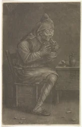 Homme allumant sa pipe