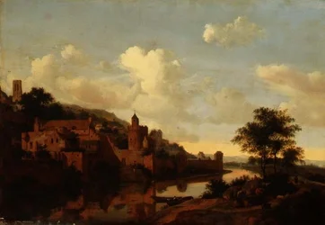 Une ville fortifiée au-dessus d