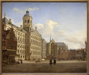 Le barrage avec la nouvelle mairie à Amsterdam
