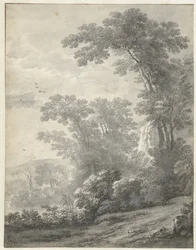 Paysage de montagne avec arbres près d