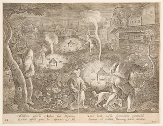 Attraper des papillons de nuit, planche 25 de la série Venationes Ferarum, Avium, Piscium
