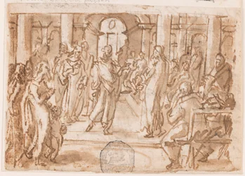 Pierre et Jean interrogés par le Haut Conseil, conception préliminaire pour "Spiritus Scientiae" (L