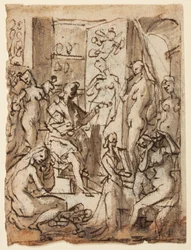 Recto : Zeuxis peignant Hélène ; Verso : Études de figures pour une illustration du huitième cercle, dixième bolgia de l