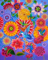 Colibris, 2024 (huile sur toile)