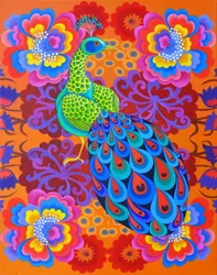 Paon avec des fleurs, 2015