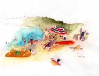 Baigneurs et surfeurs à Hanalei Bay, vers 2019
