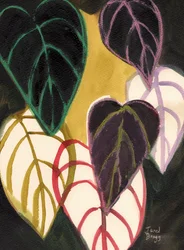 Feuilles de philodendron avec chartreuse, 2025 (technique mixte)