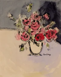 Nature morte aux roses rouges, vers 2021 (techniques mixtes)