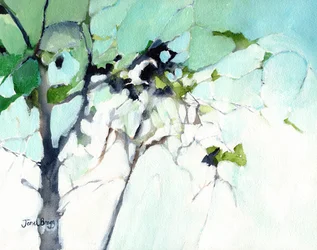 Vue de la fenêtre de ma cuisine, c.2016 (aquarelle sur papier)