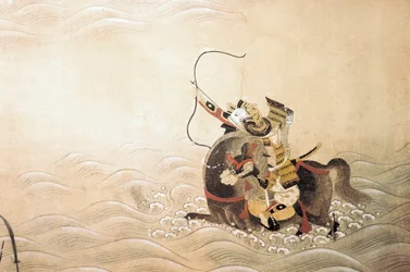Épisode de la guerre de Genpei (1180-1185) : un samouraï armé d