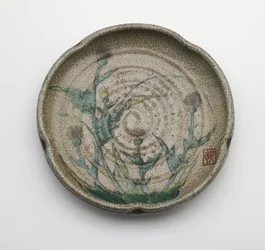 Plat de service à cinq lobes, préfecture de Gifu, période Edo