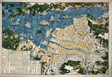 Carte de Nagasaki, Japon, vers 1868