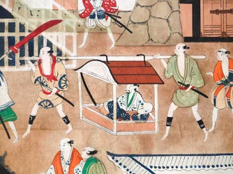 Osakazu Byobu - Paravent japonais à huit panneaux (peinture)