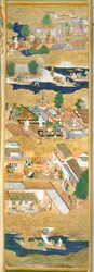 Osakazu Byobu - Paravent japonais à huit panneaux (peinture)
