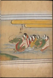 Personnes chevauchant des dragons, illustration du 